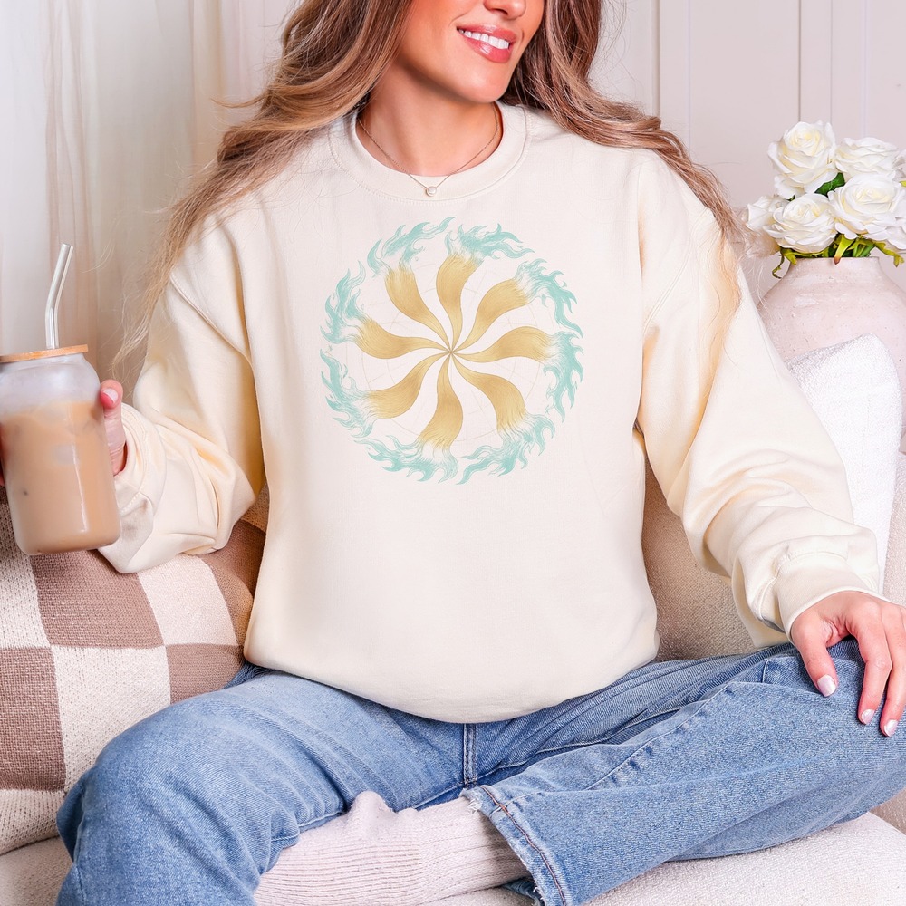 Nine Fox Tails Swirling in a Mandala Sweatshirt